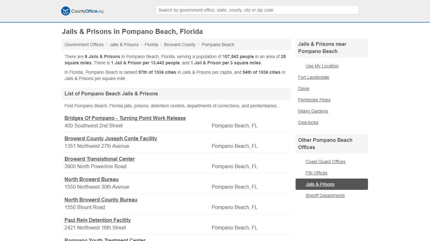 Jails & Prisons - Pompano Beach, FL (Inmate Rosters & Records)