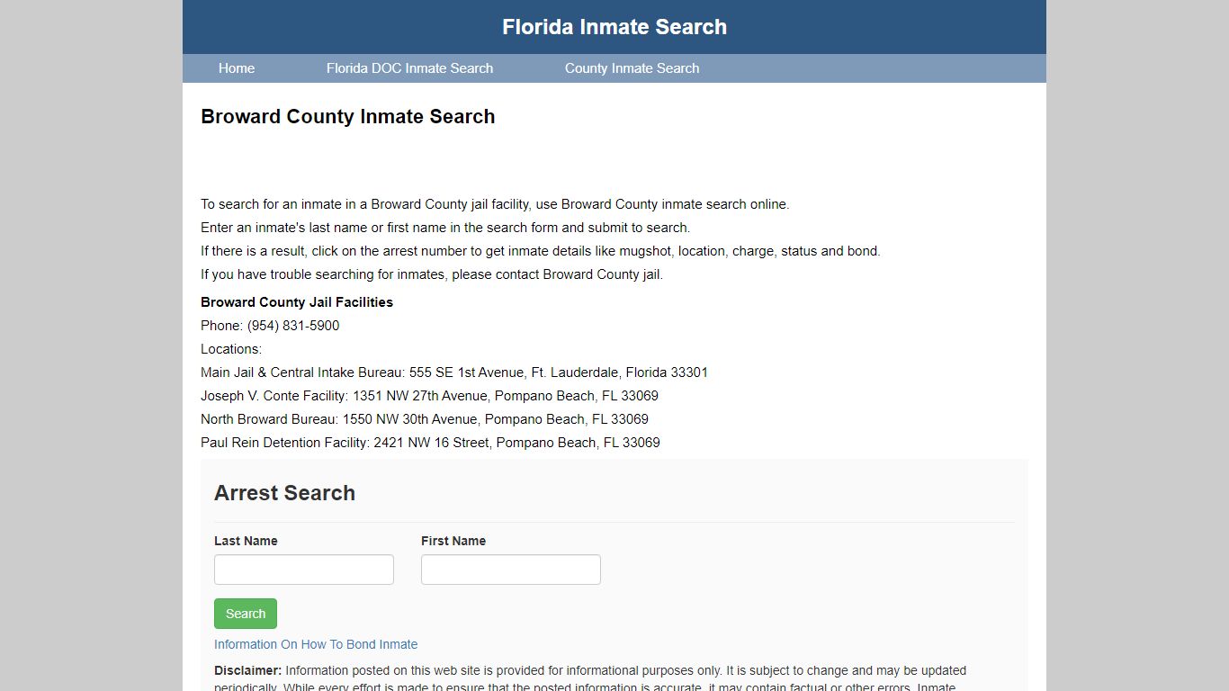 Broward County Jail Inmate Search