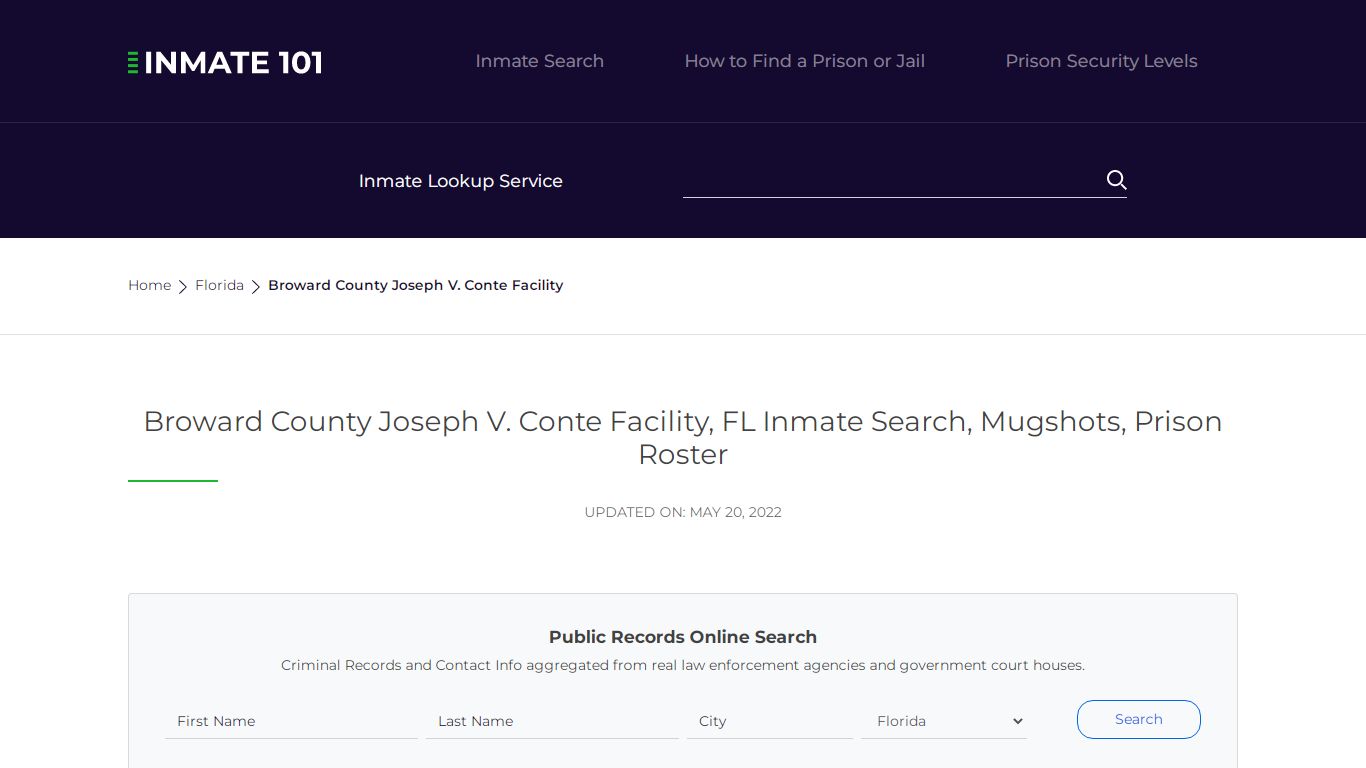 Broward County Joseph V. Conte Facility, FL Inmate Search ...
